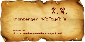 Kronberger Mátyás névjegykártya