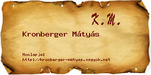 Kronberger Mátyás névjegykártya
